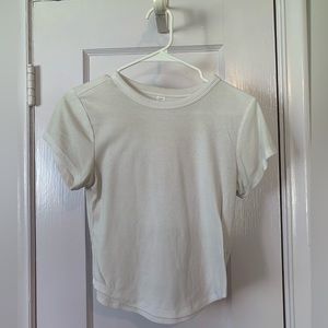 Old Navy White Short Sleeve Ultralite Cropped Rib-Knit T-shirt